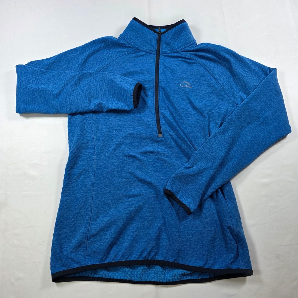 LL Bean Womens Ridge Fleece Quarter Zip Pullover Blue Heather 506470 Small REG